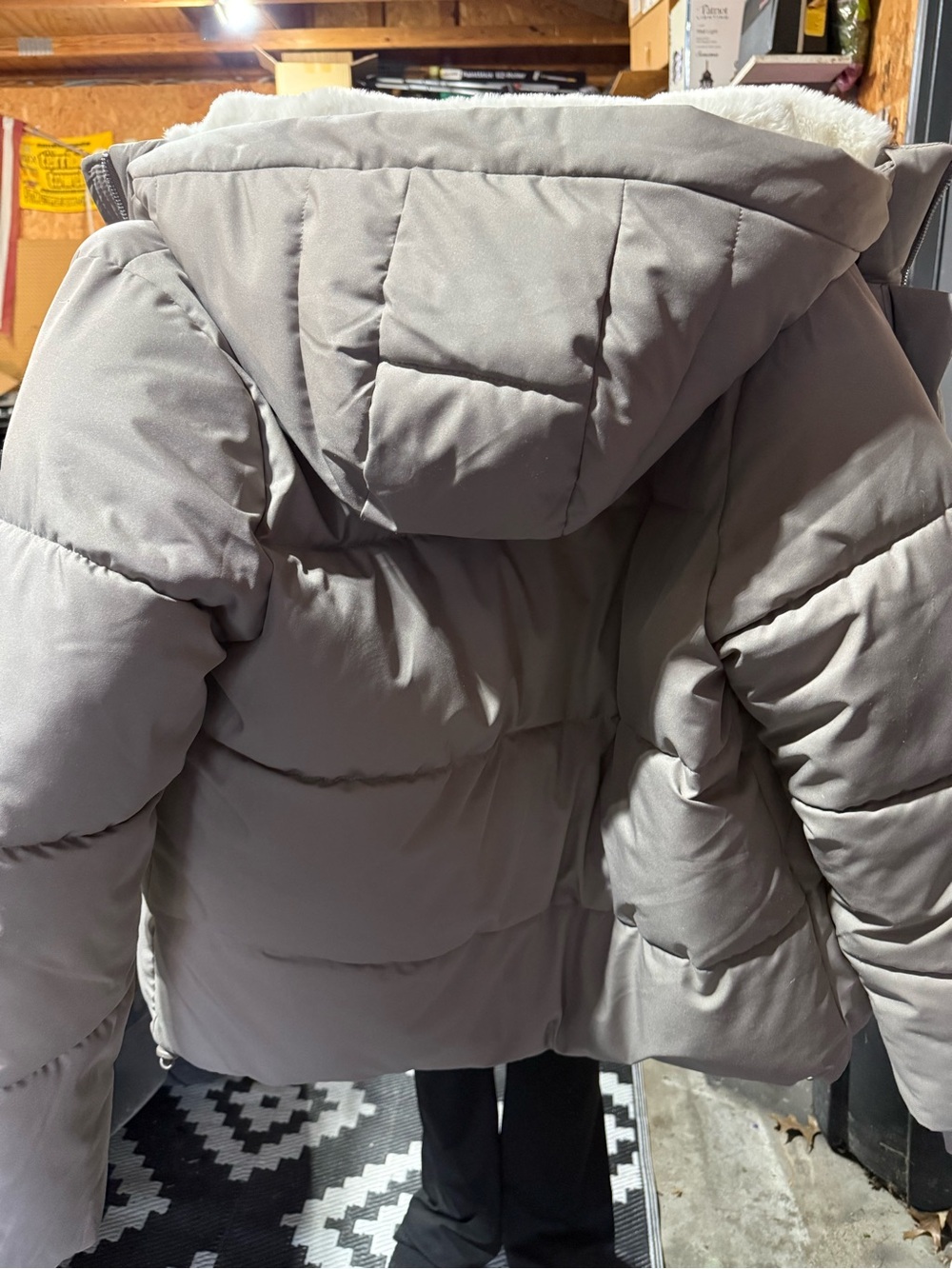 Hollister Light Gray Puffy Hooded Kids Jacket